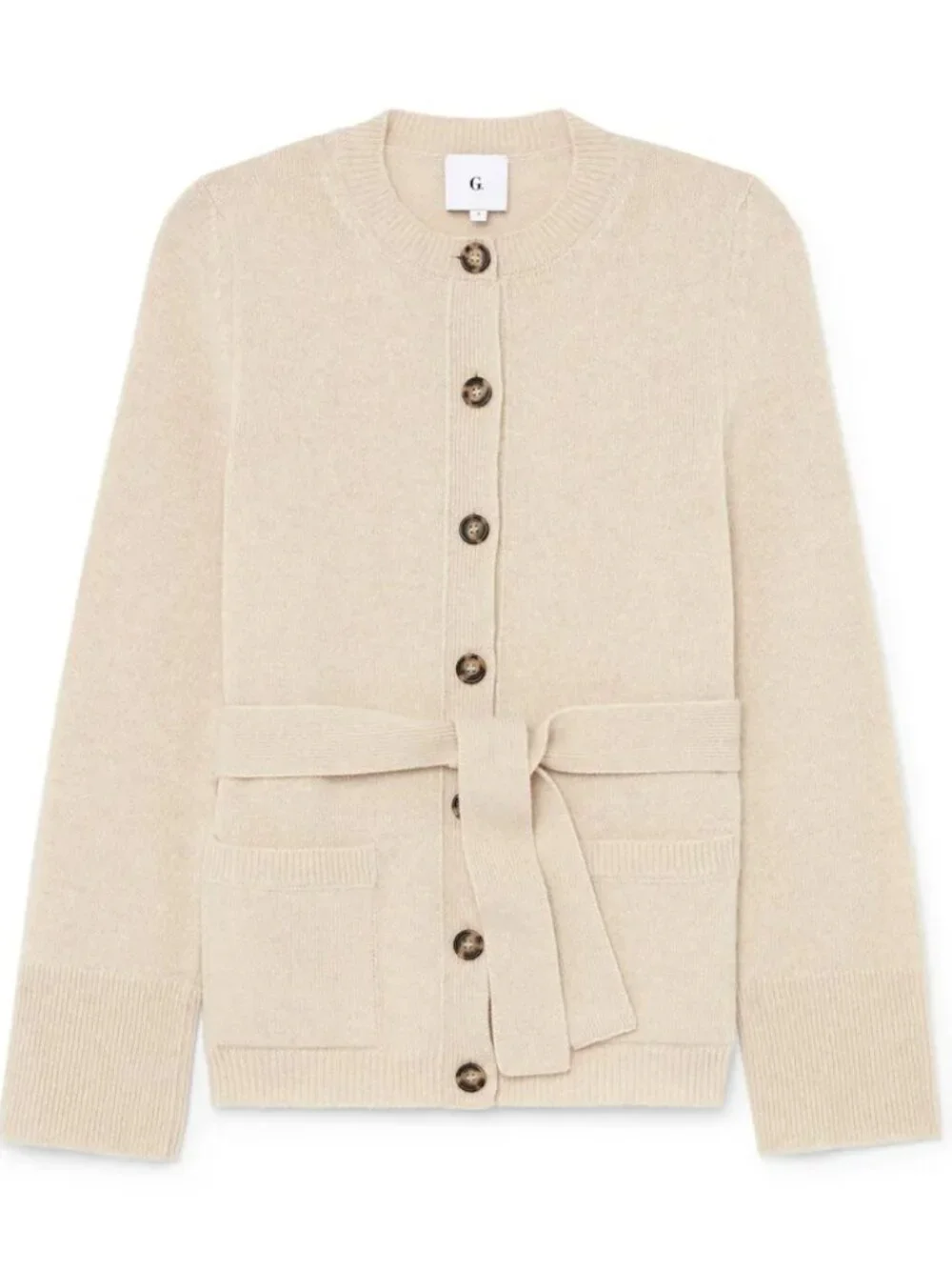 Share G. Label by Goop Virgin Wool Cardigan, No Belt, MED, Oatmeal, MSG 595 - Picture 1 of 11